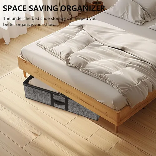 Miniatura 7 de homyfort Organizador de zapatos debajo de la cama, para 12 pares y 4 pares de botas, materiales resistentes y transpirables, solución de 2 Zapatos