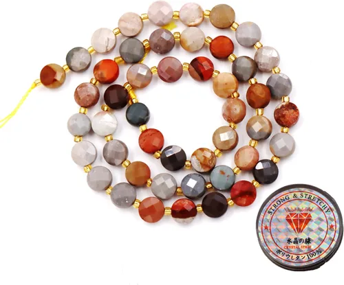 Miniatura 133 de Cuentas de piedras preciosas para la fabricación de joyas, cuentas de monedas facetadas de piedra natural piedra de sangre africana de 0.236 in