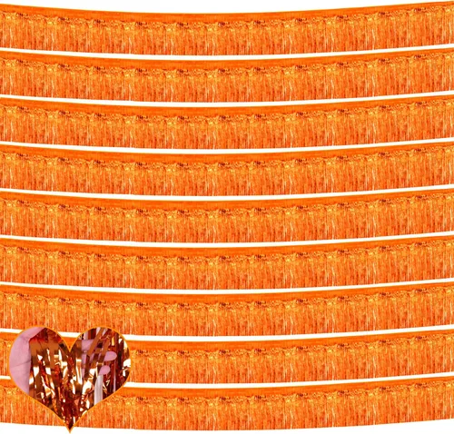 Miniatura 4 de Paquete de 10 unidades de 3,05 m de guirnalda de flecos de papel de aluminio con borlas metálicas, bandera para colgar en la pared, serpentinas