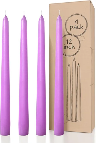 Miniatura 33 de CANDWAX Paquete de 4 velas cónicas blancas, sin goteo, de combustión lenta, sin perfume, de 12 pulgadas, ideales para mesa de comedor, candelabros