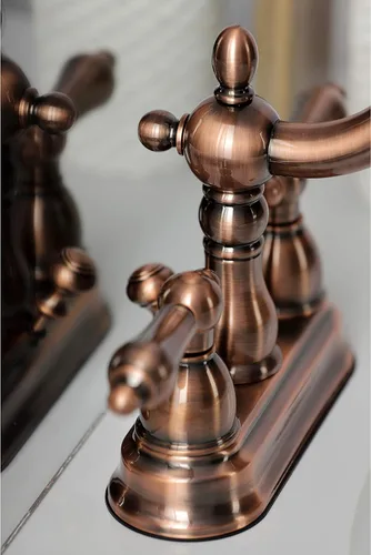 Miniatura 3 de Kingston Brass KB160ALAC Heritage - Grifo de baño central de 4 pulgadas, cobre antiguo