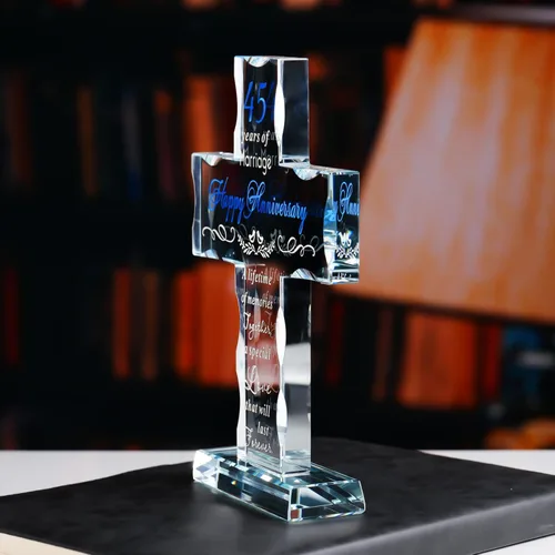 Miniatura 6 de YWHL Regalo de Cruz de Cristal del 45º Aniversario para Padres, Regalos Románticos del 45º Aniversario de Boda para Esposa y Esposo, Regalos