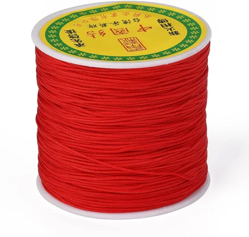 Miniatura 50 de Cordón de nailon trenzado de 150 yardas, cuerda roja de 0.020 in para pulsera, hilo de cuentas de nailon para collar Kumihimo, joyas, borlas
