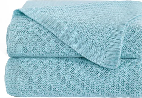 NTBAY Manta de Punto de Cable Refrescante, Manta Suave y Transpirable de 51x67 Pulgadas Hecha de Rayón Derivado de Bambú para Sofá, Sillón, Siesta,