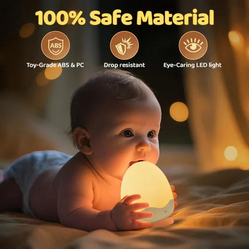 Miniatura 7 de Luz nocturna de bebé para niños, 10 niveles de brillo + 10 colores de luz de huevo para guardería, táctil + control remoto + luz nocturna de huevo