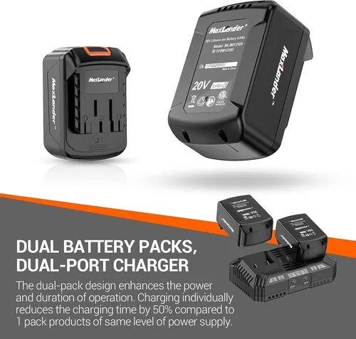 Miniatura 7 de Motosierra inalámbrica de 12 pulgadas operada por batería con batería y cargador de 1 x 4.0 Ah, motosierra eléctrica MAXLANDER de 20 V con tensión
