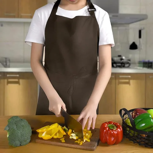 Miniatura 2 de WOPOKY Delantal impermeable de mezcla de algodón con 2 bolsillos para mujeres y hombres, cocina cocinera, cocinera, cocina, cocina, cocina, cocina