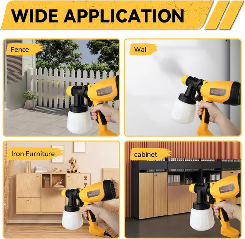 Miniatura 7 de Pistola pulverizadora de pintura eléctrica mejorada, pulverizador de pintura HVLP de alta potencia con 5 boquillas y 3 ajustes de pulverización