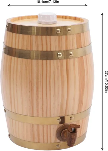 Miniatura 2 de Barril de madera de pino de LOYALHEARTDY de 5 l de madera de pino de primera calidad, con soporte vertical para almacenamiento de whisky, vino