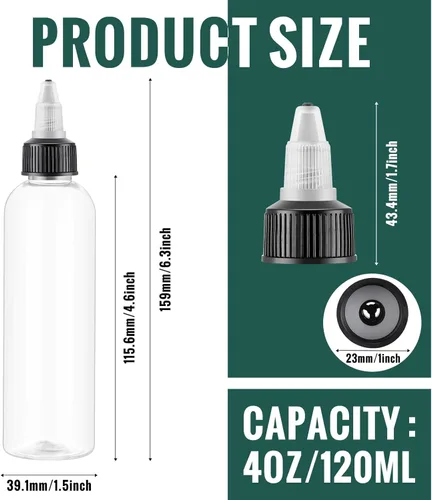 Miniatura 2 de Irenare 100 botellas de plástico para exprimir 4 onzas, botellas aplicadoras de aceite para el cabello, botellas vacías Boston para condimentos