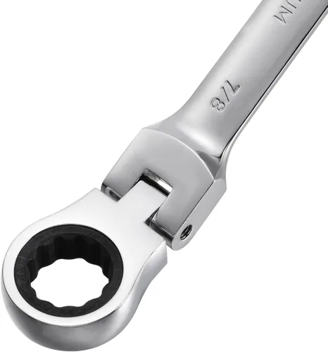 Miniatura 4 de uxcell Llave combinada de trinquete de cabeza flexible de 7/8 pulgadas SAE 72 dientes 12 puntos de trinquete caja terminada herramientas de llave