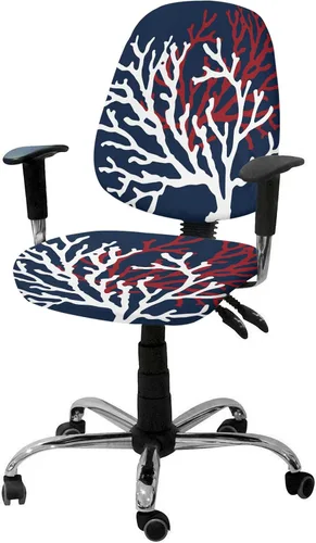 Funda elástica para silla de oficina, color rojo y blanco, coral, funda de asiento para silla de computadora, funda para respaldo, verano, océano,