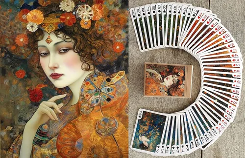 Miniatura 7 de Naipes de elegancia eduardiana (baraja de póquer 54 cartas todas diferentes) Hermosas damas con sombreros románticos vestidos salones y escenas