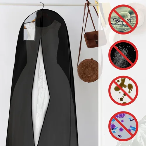 Miniatura 4 de Windyun Paquete de 6 bolsas de ropa para vestidos de novia de 71 pulgadas, bolsas de vestir para vestidos largos con refuerzo de 9 pulgadas