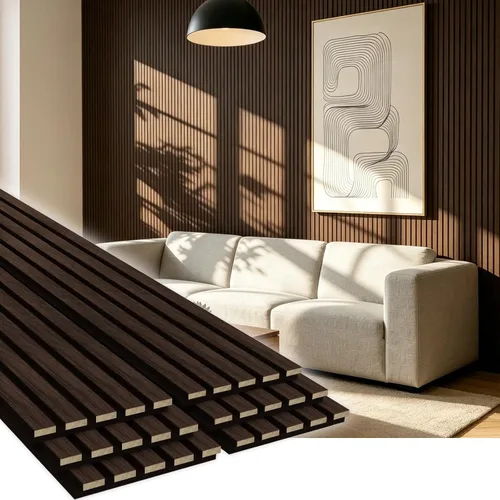Miniatura 11 de EVERECO Paquete de 6 paneles acústicos de pared con listones de madera de 92.5 x 7.87 pulgadas, paneles de pared 3D absorbentes de sonido