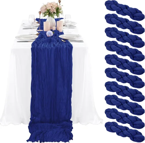 Miniatura 13 de 10 piezas de camino de mesa de estopilla en azul bebé 10 pies, camino de mesa de gasa para recepción de boda, despedida de soltera, fiesta