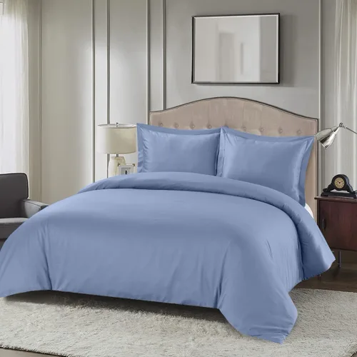 Miniatura 9 de Royal Hotel Bedding Funda de edredón suave y sedosa, viscosa hecha de mezcla de bambú y algodón, juego de funda de edredón de 3 piezas, Azul