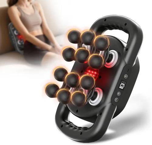 Pistola de masaje de 12 cabezales para tejido profundo, herramienta masajeadora eléctrica con 9 niveles y 9 modos, masajeador inalámbrico para