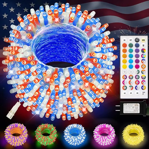 LitHome Luces de Cadena de Navidad que Cambian de Color, 35 Colores 66 Pies 200 Luces LED de Navidad para Exteriores con Control Remoto, Enchufe