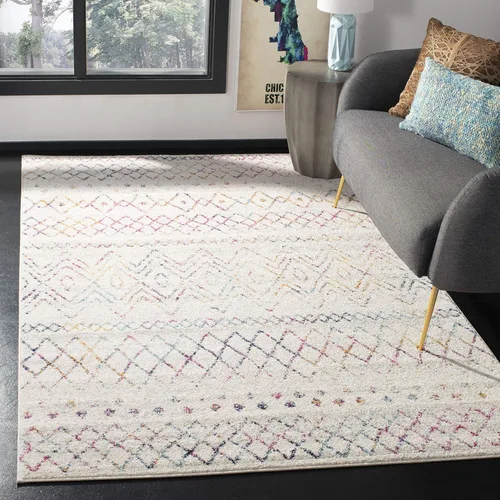 Miniatura 21 de SAFAVIEH Madison Collection - Alfombra decorativa de 2 x 3 pies, color marfil y carbón, diseño marroquí bohemio envejecido, no desprende pelusa