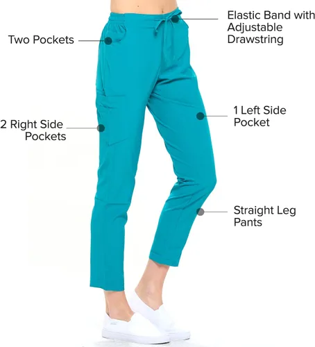 Miniatura 4 de Dagacci Medical Uniform Conjunto de ropa quirúrgica para mujer en 4 direcciones, red de contraste dividido y bolsillo