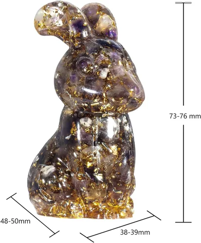 Miniatura 4 de Rockcloud Estatua de conejo hecha a mano de resina de cristal de amatista, estatua de piedra de cristal, escultura para decoración de oficina