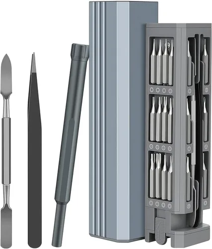 Juego de destornilladores magnéticos de precisión 44 en 1 con funda, mango giratorio de 360°, kit de puntas de destornillador multifunción DYI, kit
