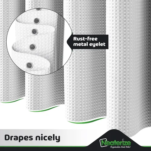 Miniatura 4 de NEATERIZE Cortina de ducha blanca – Cortinas de ducha estilo hotel para baño con diseño de gofre, 36 x 72 pulgadas – Cortina de ducha de tela blanca