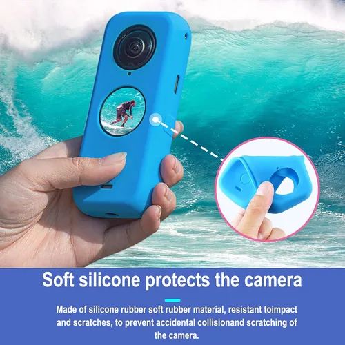 Miniatura 4 de Accesorios de protección para Insta360 One X2, funda de goma para cámara de acción con kit de cubierta de lente de silicona (negro)