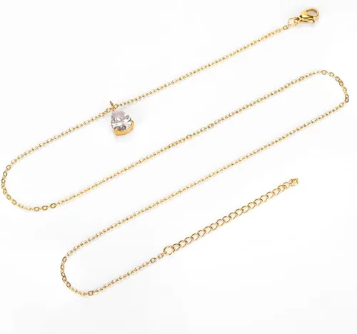 Miniatura 4 de 3 collares circulares de corazón con gotas de agua para mujer, collares delicados para mujeres, collares modernos de acero inoxidable