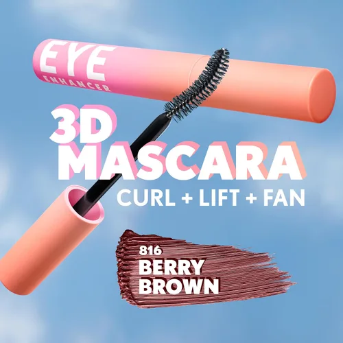 Miniatura 8 de CoverGirl Potenciador de ojos, marrón baya, rímel 3D, cepillo de fibra curvada, cera de elevación a base de plantas, para todo tipo de pestañas, uso