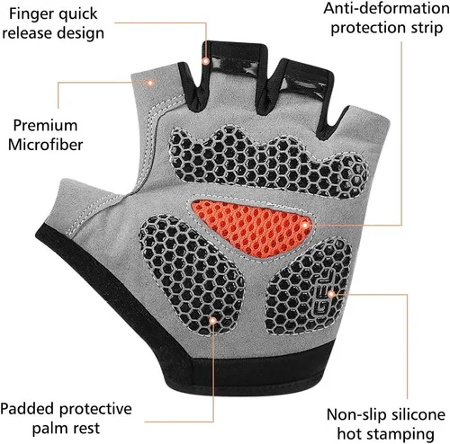 Miniatura 4 de Accmor Guantes de ciclismo para hombres y mujeres, guantes de bicicleta de medio dedo, guantes de bicicleta MTB, guantes antideslizantes que