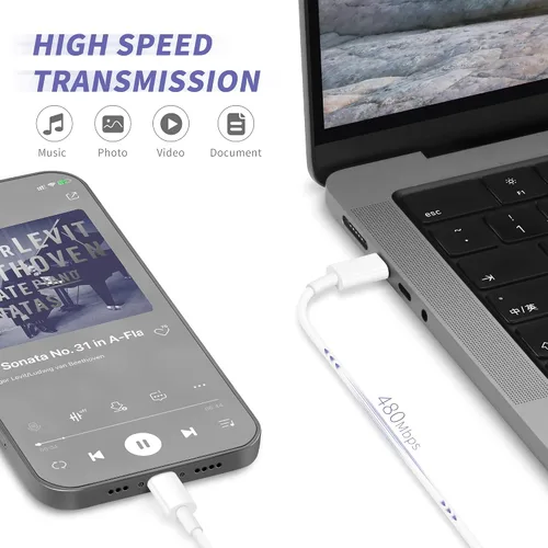 Miniatura 5 de Cargador para iPhone 16 y 15 de carga rápida, [certificado MFi], paquete de 2 bloques de carga rápida de 20 W tipo C con cable USB C a USB C de 6