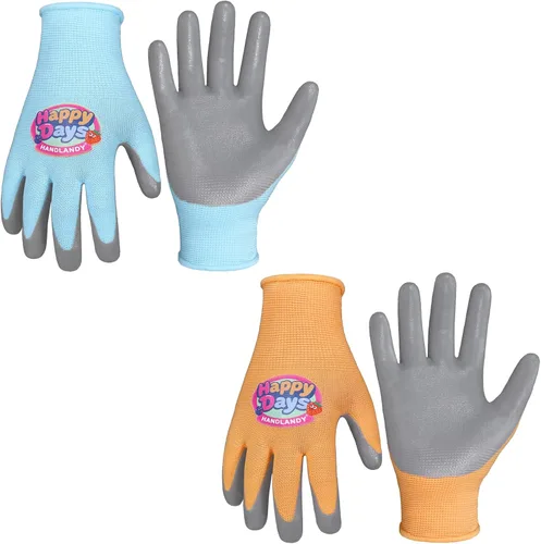 Miniatura 23 de HANDLANDY 3 pares de guantes de jardinería para niños sin látex, guantes de jardín para niños y niñas con revestimiento de nitrilo para niñas y Verde