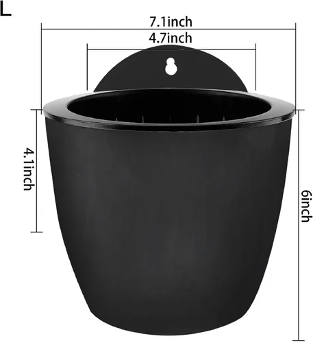 Miniatura 5 de Paquete de 7 macetas de plástico con riego automático para colgar en la pared, tamaño de 7 pulgadas con 7 ganchos de repuesto para plantas, flores