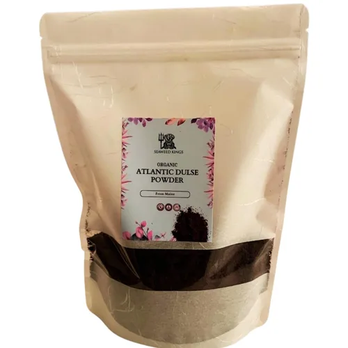 Seaweed Kings Dulse Powder - Algas marinas crudas del Atlántico, mini copos, perfectas para aperitivos, condimentos, sopas y ensaladas, 100% puras y
