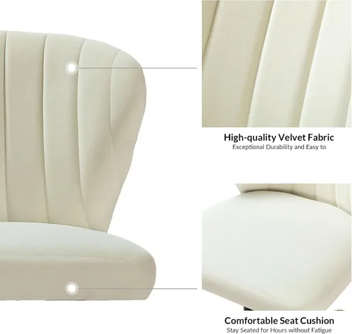 Miniatura 6 de HULALA HOME Silla de escritorio de oficina en casa con ruedas doradas, pequeña y linda silla de tocador con respaldo para dormitorio, asiento