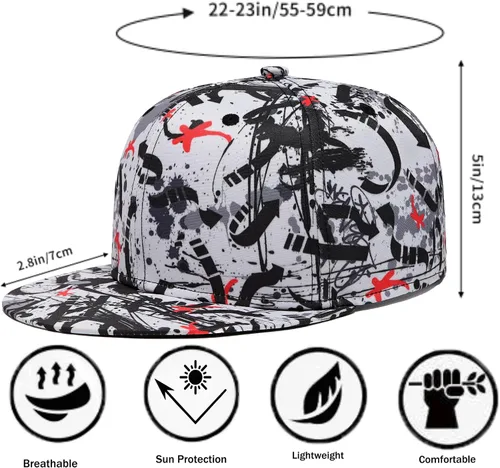 Miniatura 4 de Gorra de béisbol para hombre, estilo hip hop, visera plana, ajustable, unisex, ajustable, transpirable