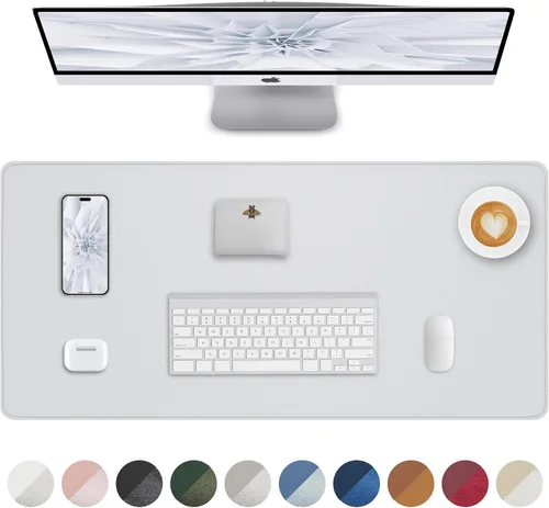 Miniatura 12 de Tapete protector para escritorio y mouse, antideslizante, de piel sintética, tapete impermeable de escritura para laptop, para oficina y hogar
