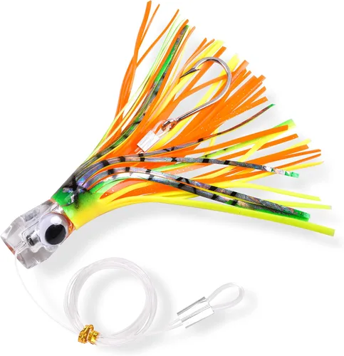 Miniatura 12 de Señuelos de arrastre de agua salada, señuelos de pesca de 6/9 pulgadas en alta mar para atún Marlin Mahi Wahoo Cebo de pesca en mar profundo, Mezcla