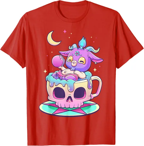 Miniatura 107 de Kawaii Pastel Goth Cute espeluznante Pentáculo Baphomet - Camiseta de cabra, Negro