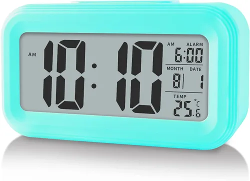 Miniatura 8 de Reloj despertador digital con temperatura interior, funciona con pilas, modelo con función de repetición, pantalla de 12/24H para dormitorios