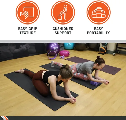 Miniatura 2 de Body Sport Esterilla de yoga, superficie antideslizante de alta densidad con absorción de golpes, ideal para yoga, pilates y entrenamientos en casa