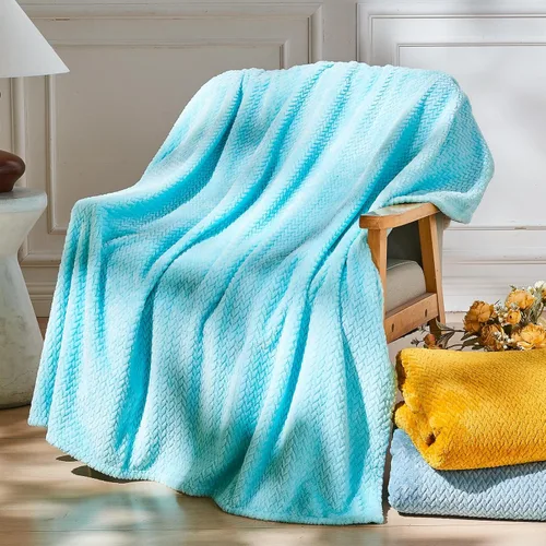 Miniatura 67 de NEWCOSPLAY Manta de Tiro Súper Suave Aqua Franela Sedosa Premium Fleece con Patrón de Hojas Ligera Manta de Cama para Uso en Todas las Estaciones