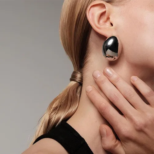 Miniatura 4 de Aretes de aro de oro gruesos para mujer, ligeros, con forma de gota de agua, aretes de aro abiertos y huecos en forma de lágrima, plata y oro