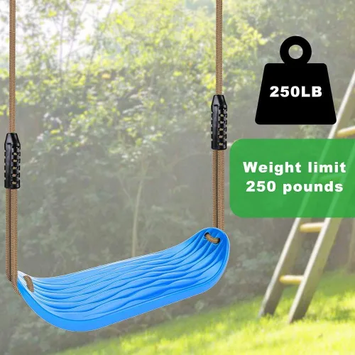 Miniatura 4 de SELEWARE Asiento de columpio de plástico antideslizante, juego de columpio de árbol resistente con cuerda ajustable y mosquetones para niños