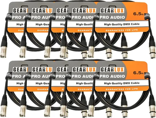 Miniatura 18 de Gearlux Cable DMX, 3 pines, macho a hembra, 3.2 pies - paquete de 10