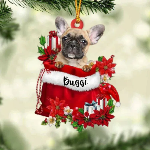 Miniatura 158 de Perro Akita Inu personalizado en bolsa de regalo, adorno de Navidad, nombre personalizado, regalo para amantes de los perros, familia, Navidad