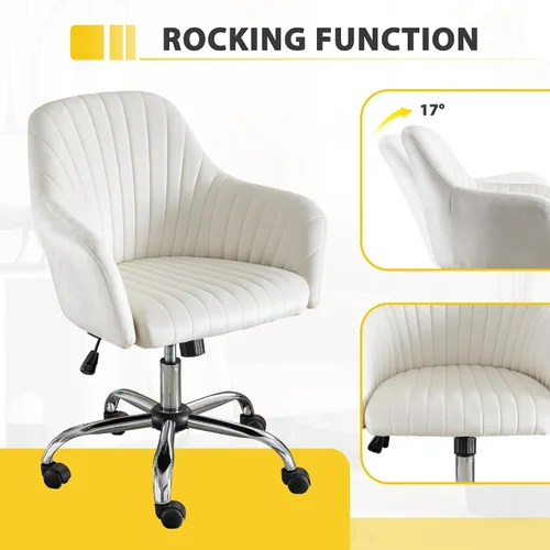 Miniatura 3 de anwickjeff Silla de escritorio de oficina de terciopelo con altura ajustable, silla de oficina moderna, silla de maquillaje, silla giratoria