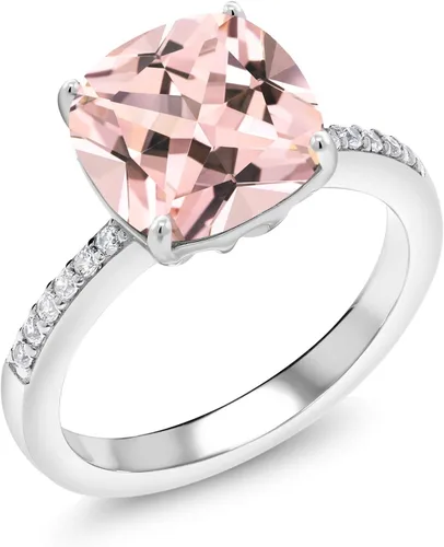 Miniatura 70 de Gem Stone King Anillo de compromiso de plata de ley 925 con piedra preciosa de corte cojín de 0.39 pulgadas Anillo de compromiso de aniversario